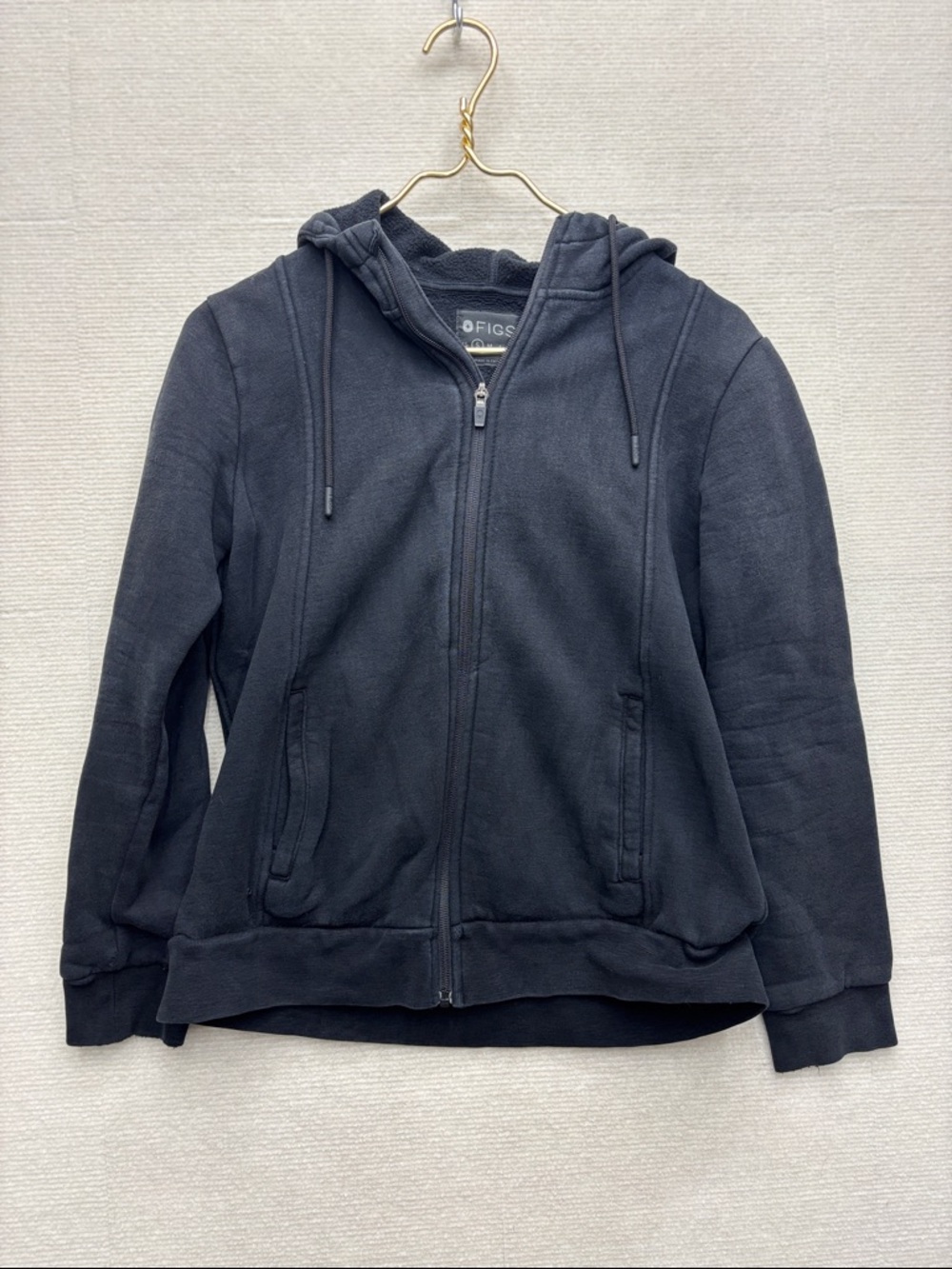 Figs | Black Full-Zip Hooded Sweatshirt small